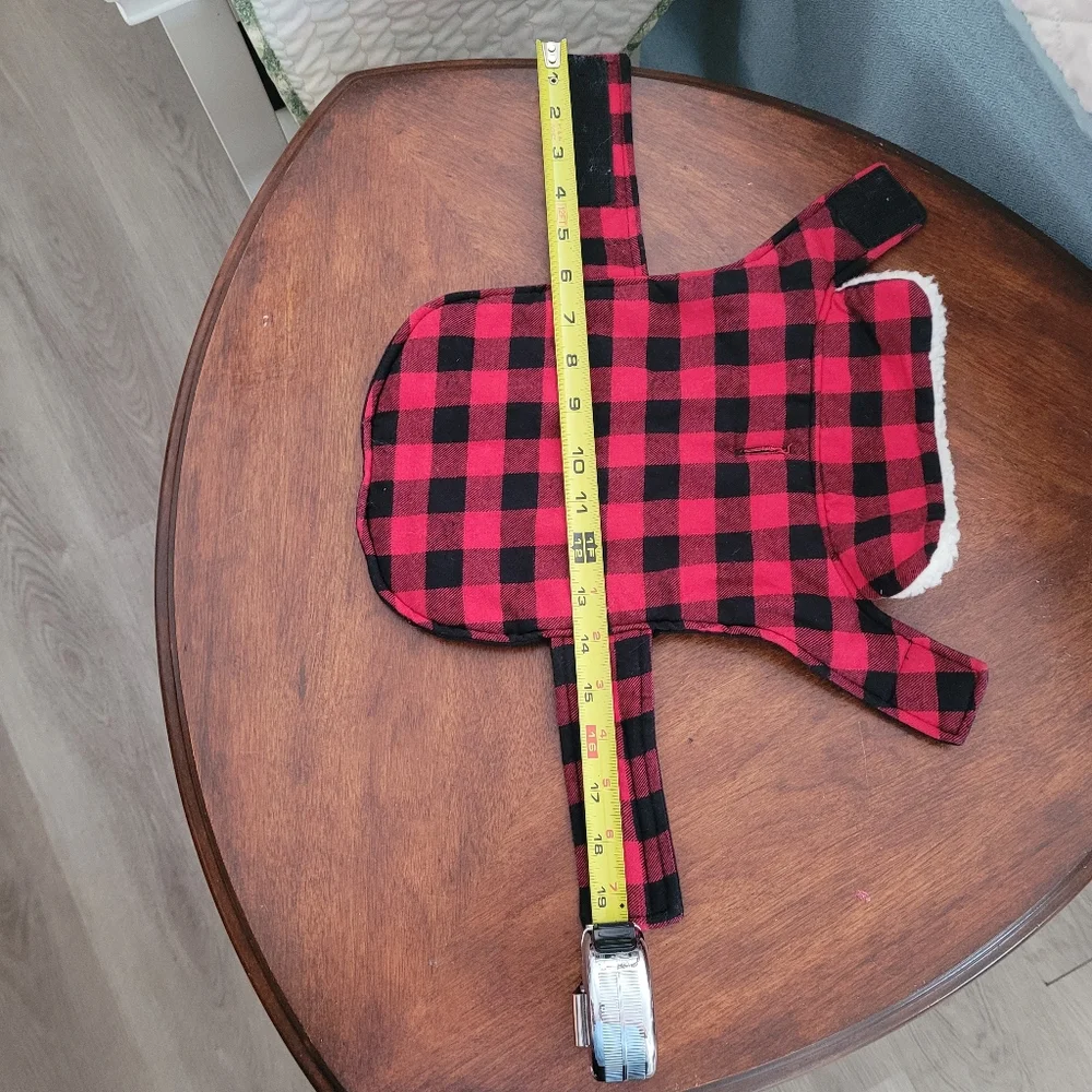 Wag&Bone Dog Jacket Buffalo Check Red Black Shearling Size Small
